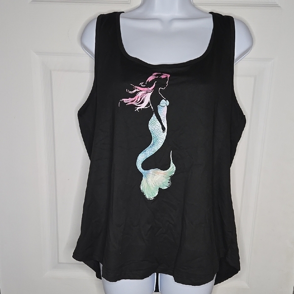 Mermaid Soft Racerback Black Tank Top - Picture 3 of 5